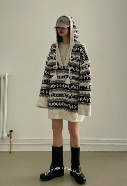 Norway hood knit dress